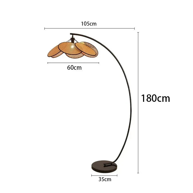 Lampadaire avec abat-jour en rotin dimensions