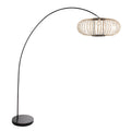 Lampe arceau noire en métal filaire avec abat-jour ovale effet rotin