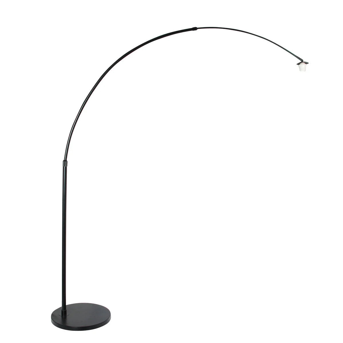 Lampadaire arc métal noir bronze avec abat-jour rond et base ronde, H240 cm