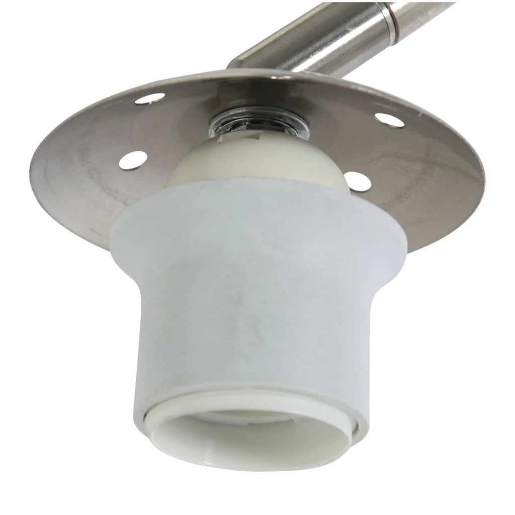 Support de douille translucide blanc avec plaque de fixation en métal argenté pour lampadaire arc en métal brossé et abat-jour blanc hémisphérique H240 cm
