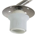 Support de douille translucide blanc avec plaque de fixation en métal argenté pour lampadaire arc en métal brossé et abat-jour blanc hémisphérique H240 cm