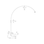 Lampadaire arc en métal brossé avec abat-jour blanc hémisphérique ajustable H240 cm