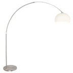 Lampadaire arc en métal brossé avec abat-jour blanc hémisphérique H240 cm