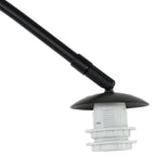 Lampe arc métal noir avec abat-jour ajouré rotin naturel H180 cm