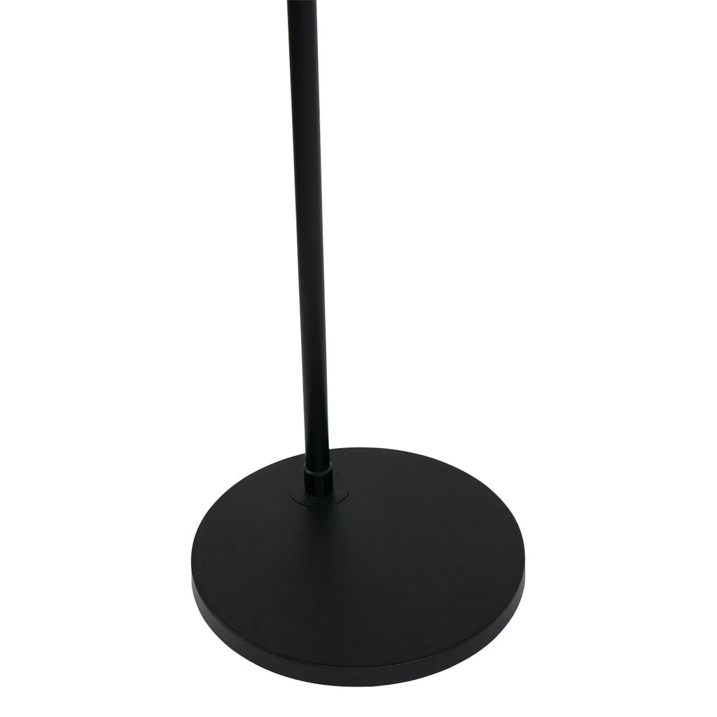 Lampadaire arc métal noir avec abat-jour ajouré en rotin naturel, H180 cm
