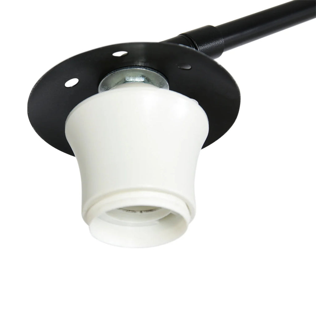 Socle de lampe en plastique blanc avec plaque de montage métal noir