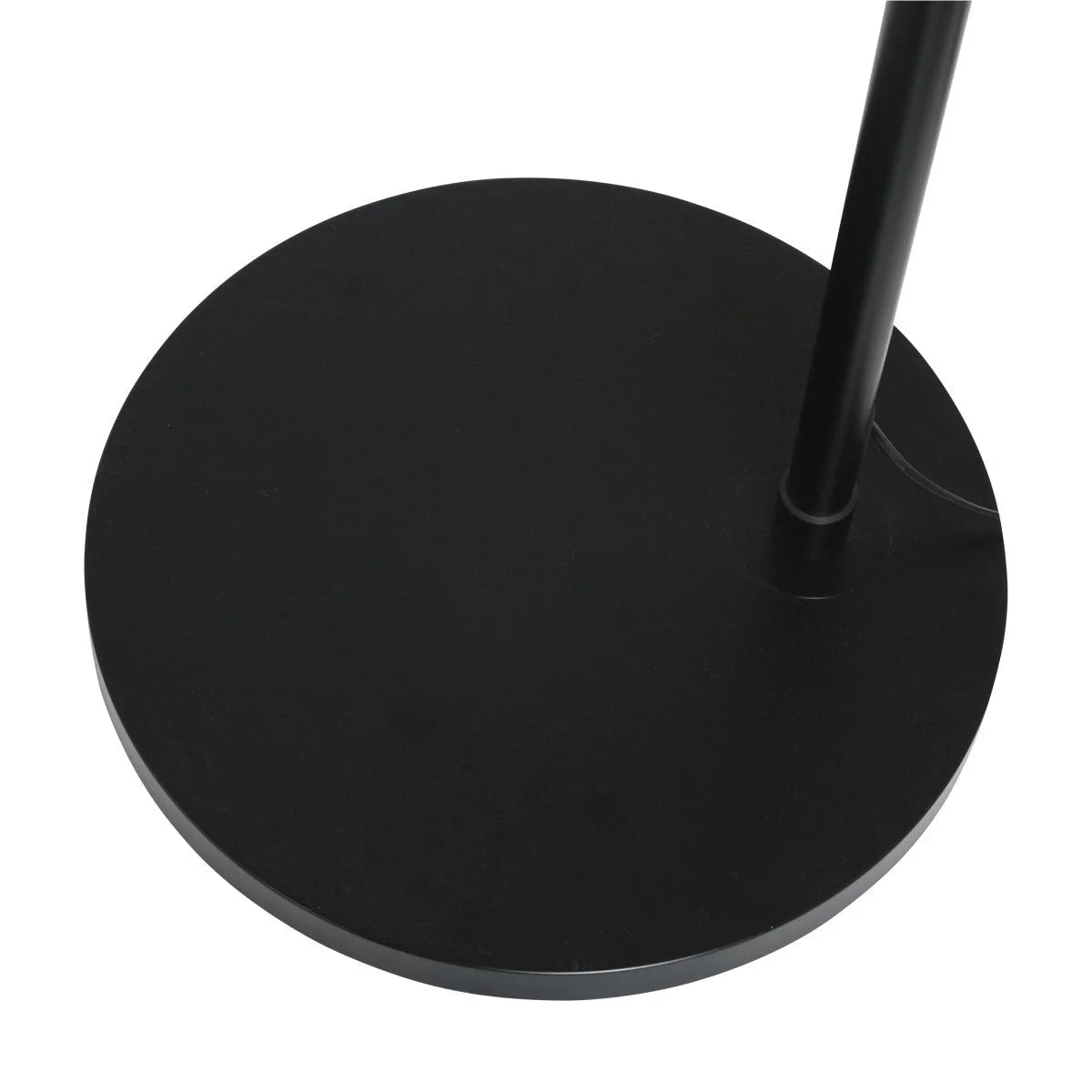 Base ronde en métal noir pour lampadaire avec abat-jour blanc hémisphérique H230 cm