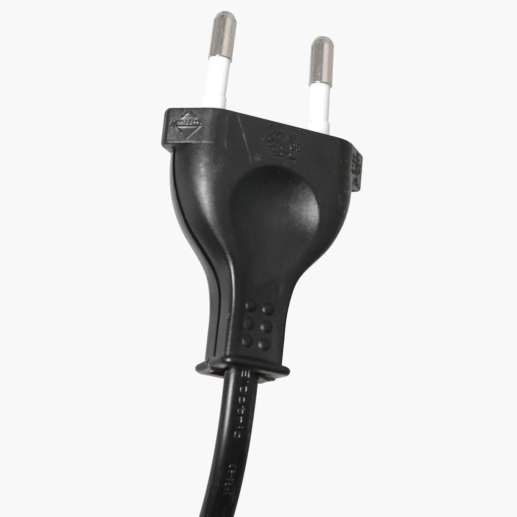 Cordon d’alimentation Euro à deux broches noir pour Lampadaire arc en métal noir abat-jour blanc tambour H240 cm