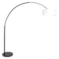Lampadaire arc en métal noir avec abat-jour blanc tambour, hauteur H240 cm