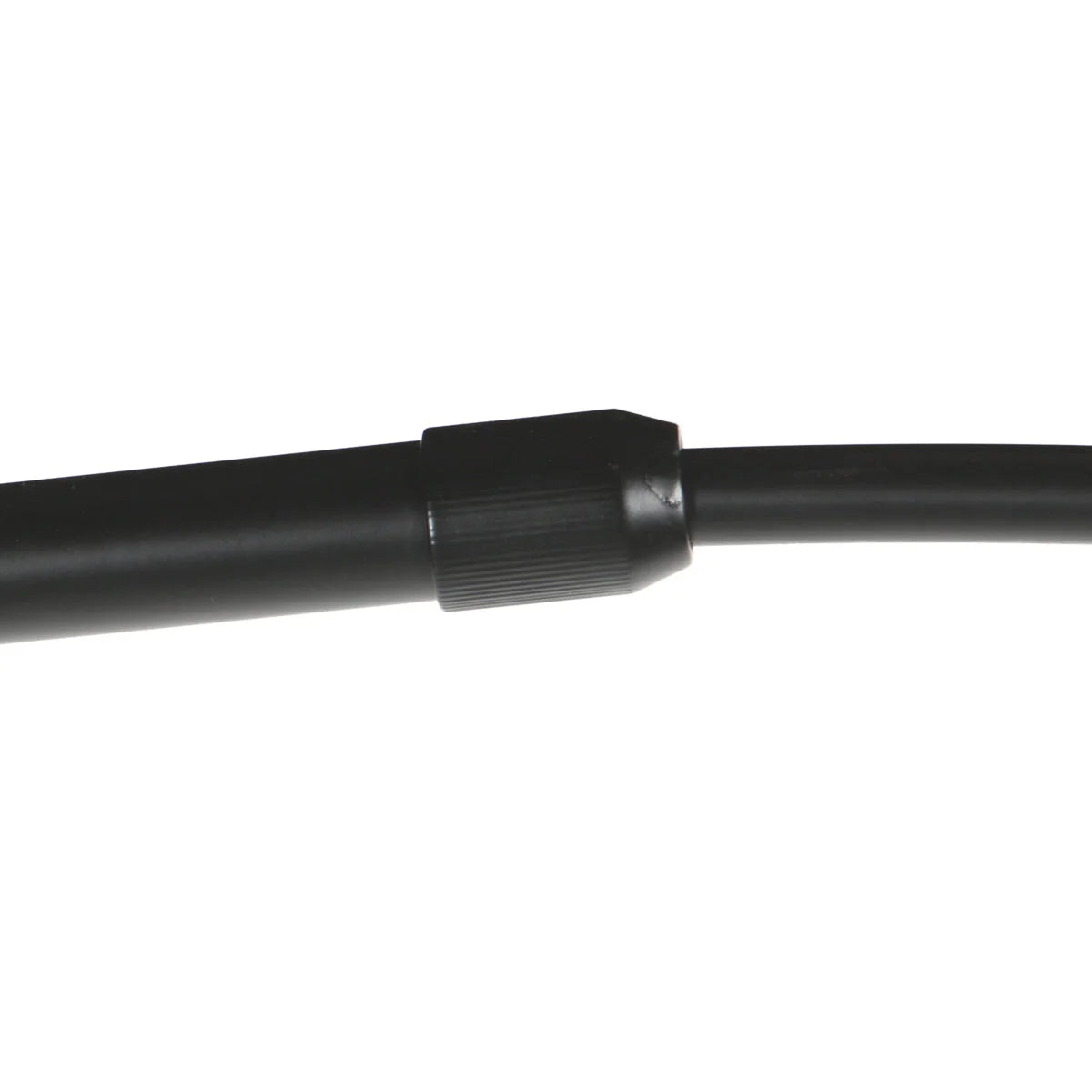 Connecteur plastique noir texturé reliant deux tubes cylindriques pour lampe arc métal noir H180 cm