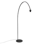 Lampadaire arc métal noir avec abat-jour rotin ajouré naturel H180 cm