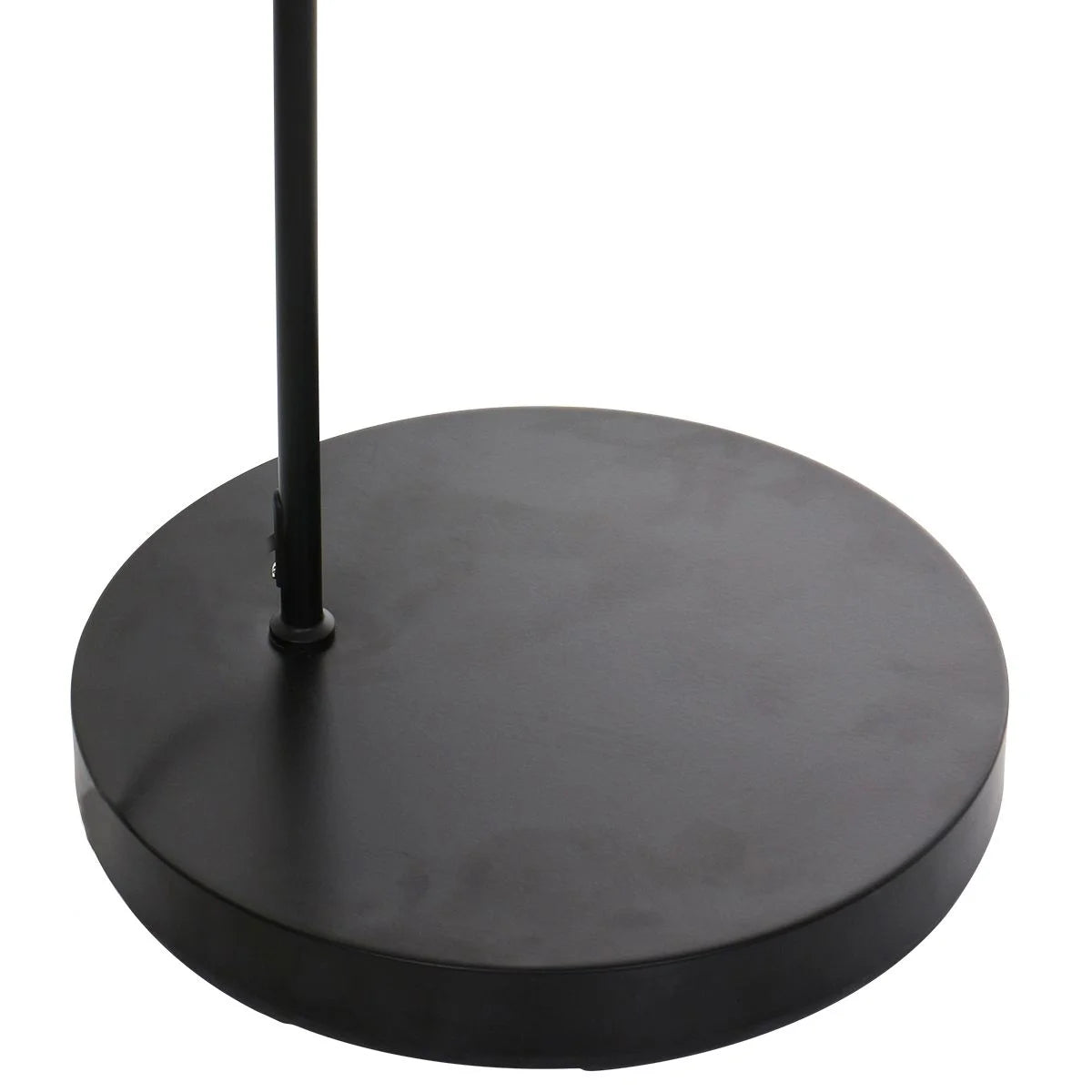 Base de lampadaire en métal noir avec support vertical pour abat-jour en verre fumé