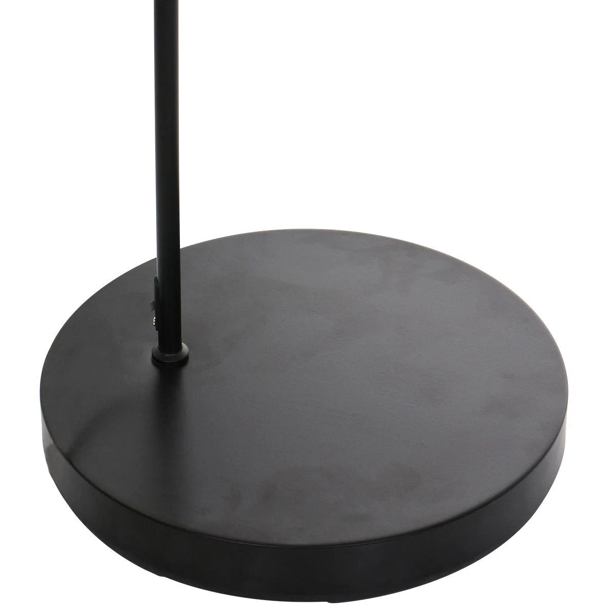Base ronde en métal noir pour lampadaire arc noir avec abat-jour en tissu cylindrique