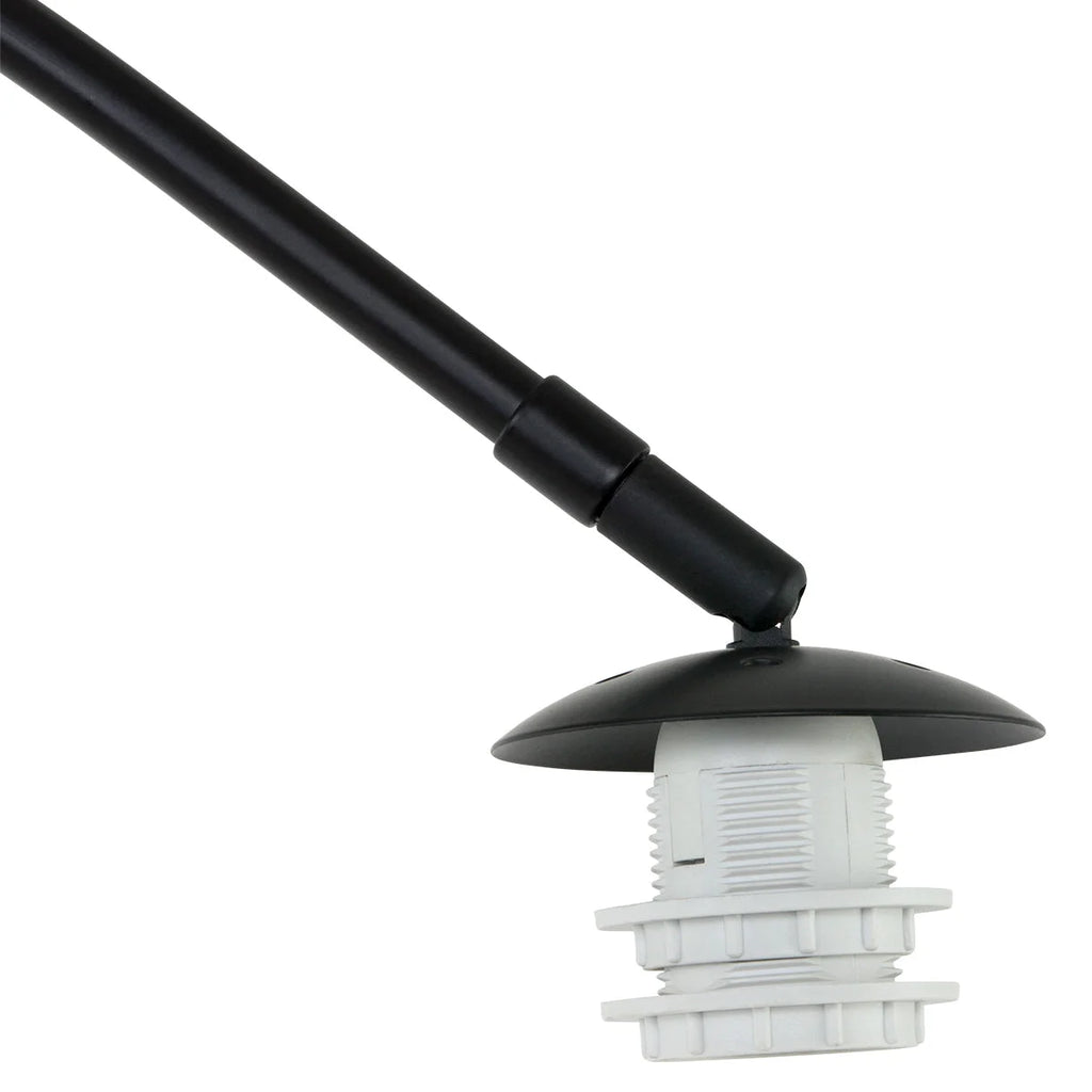 Lampadaire arc noir mat en métal, abat-jour plissé fumé, H180 cm