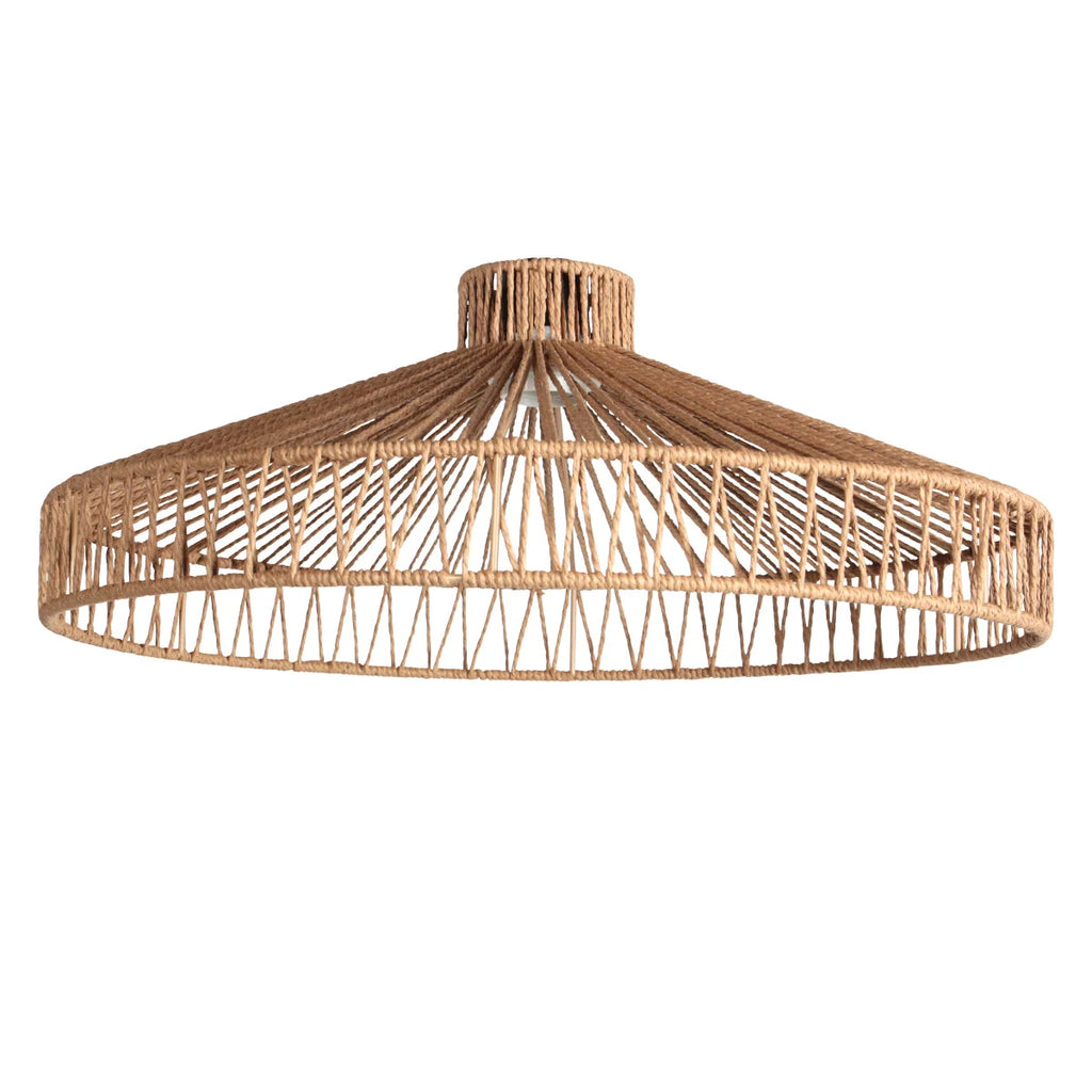 Lampe plafond en rotin naturel tressé, design circulaire en ombrelle