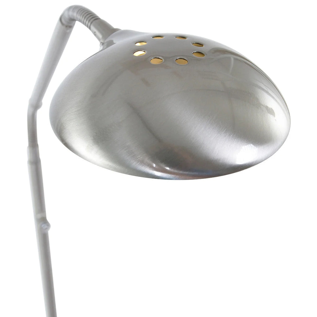 Lampe de lecture en métal brossé avec dôme argenté et bras articulé, H50 cm
