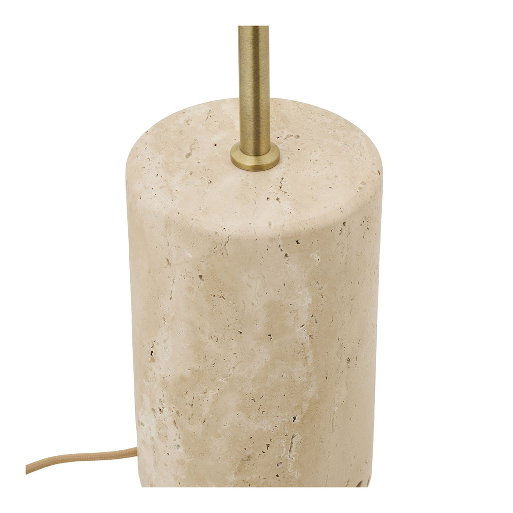 Lampe sur pied en métal doré et base en pierre crème, H155 cm