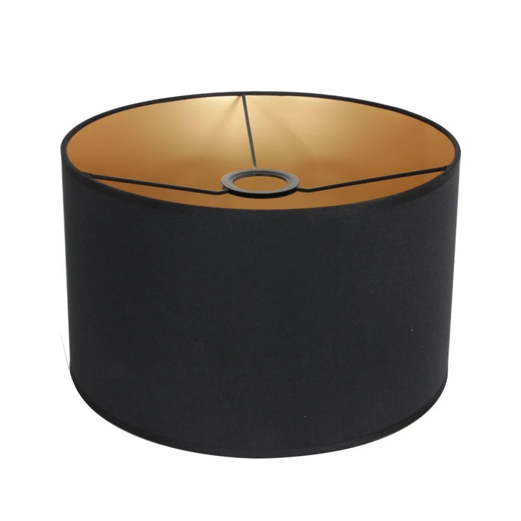 Abat-jour cylindrique noir en métal avec intérieur doré pour Lampadaire H154 cm