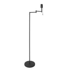 Lampadaire noir en métal avec abat-jour doré orientable, hauteur 154 cm
