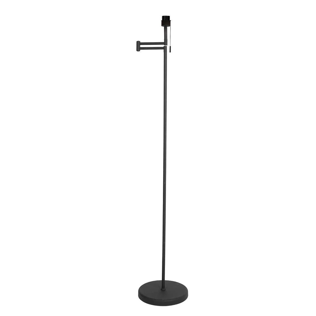 Lampadaire noir en métal avec abat-jour doré orientable et ampoule exposée