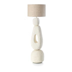 Lampadaire sculptural blanc papier mâché XL H123 cm avec abat-jour beige