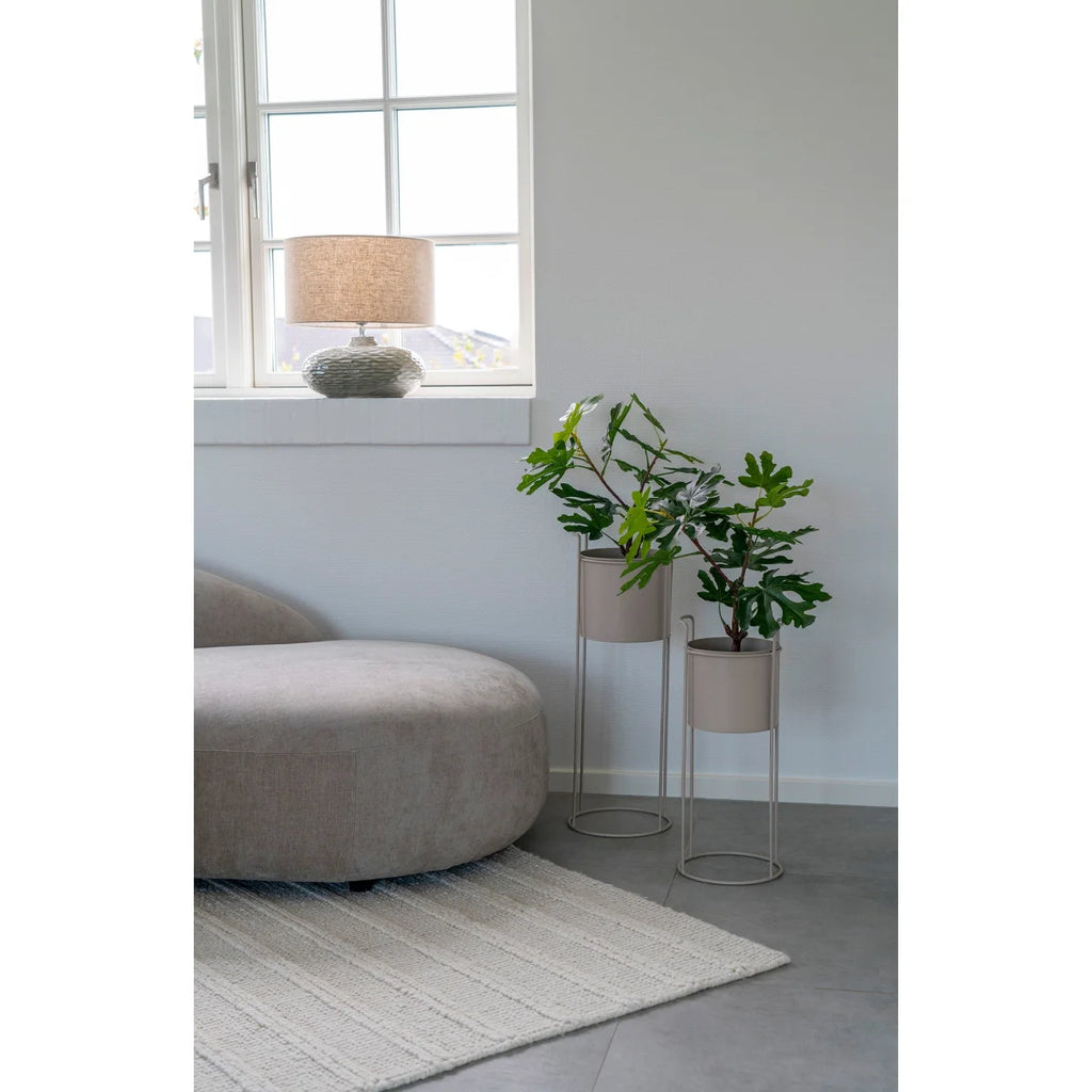Lampe céramique verte texturée H44 cm avec abat-jour beige