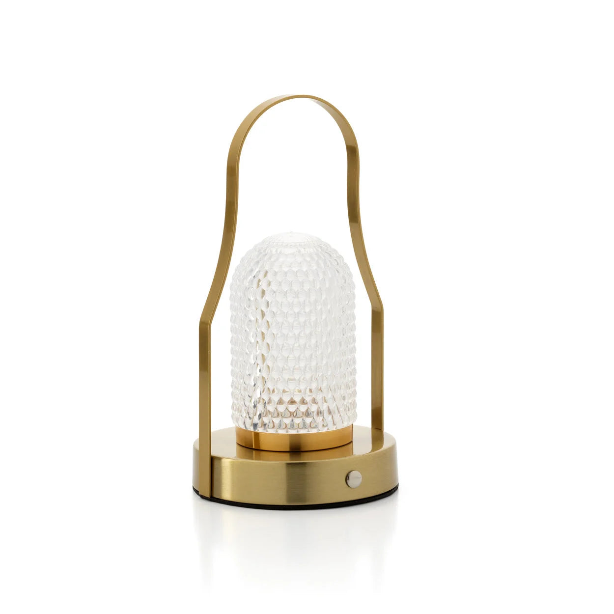 Lampe à poser effet lanterne laiton et verre texturé H23 cm