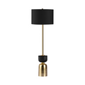 Lampe de sol en marbre noir et laiton brossé avec abat-jour tissu, H127 cm