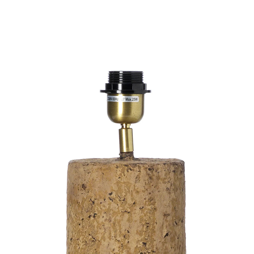 Base de lampe en liège avec douille métal laiton et haut fileté noir, H40 cm