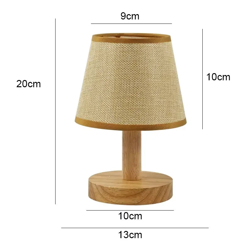Lampe avec pied en bois vintage