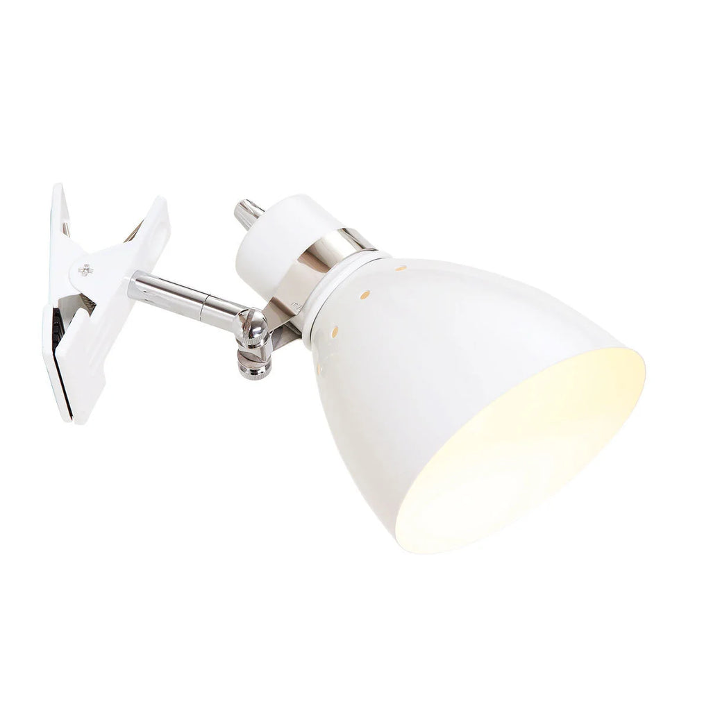Lampe clip-on murale blanche en métal orientable avec interrupteur intégré