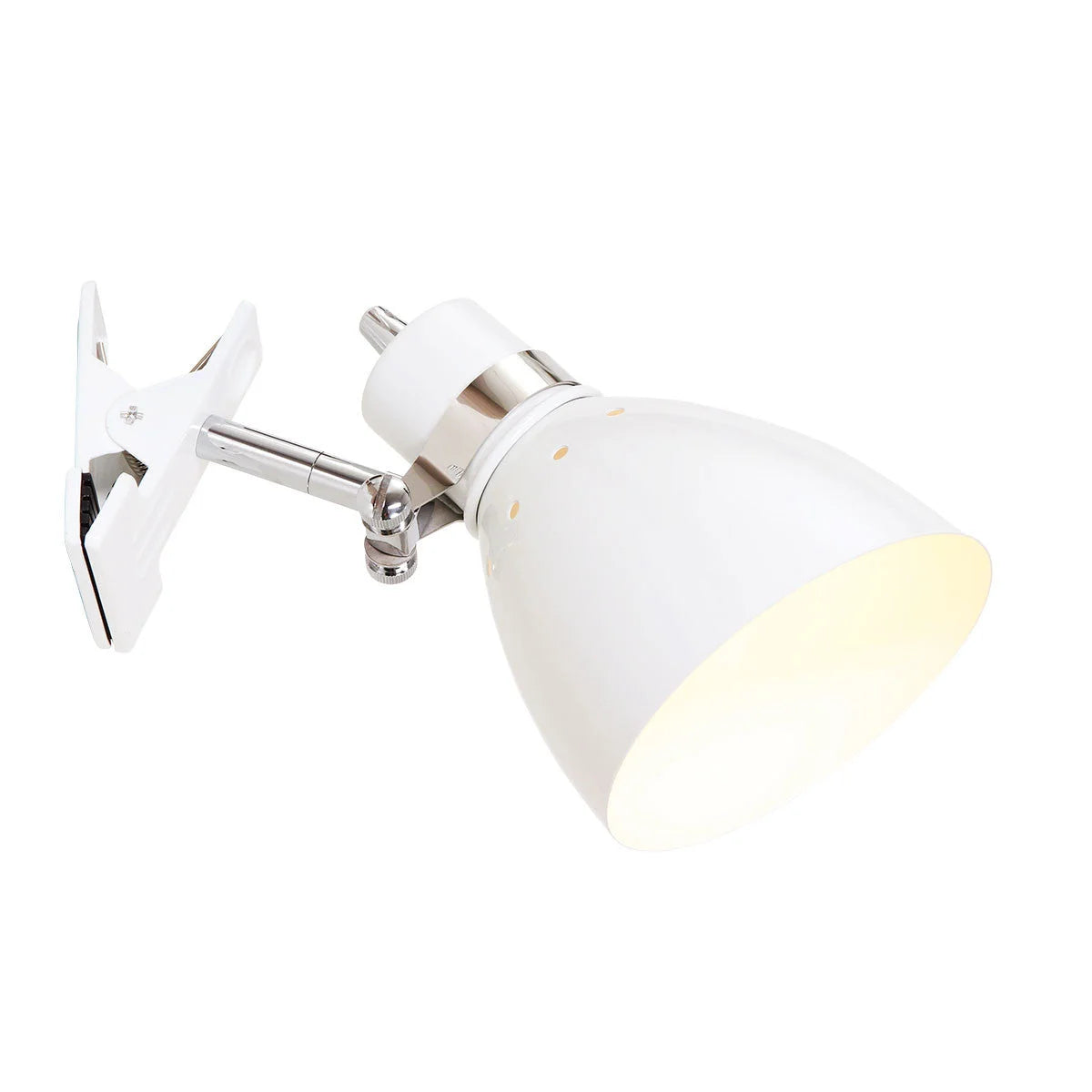 Lampe clip-on murale blanche en métal orientable avec interrupteur intégré