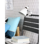 Lampe de bureau clip-on blanche en métal orientable avec interrupteur intégré