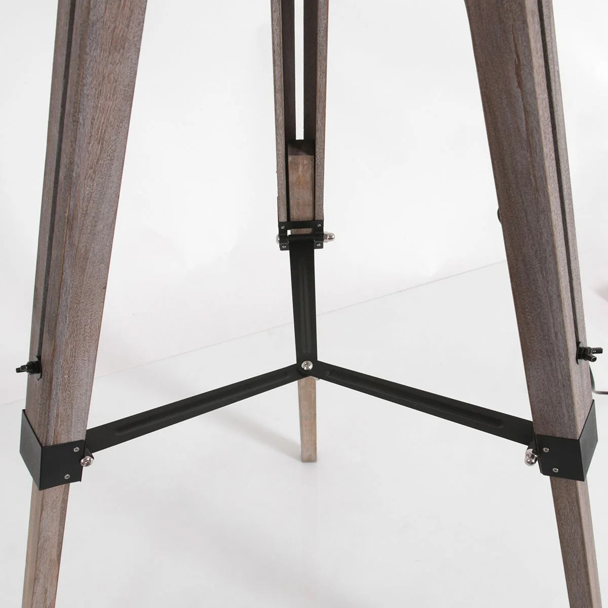 Base tripode en bois avec supports métalliques pour Lampe sur pied H170 cm