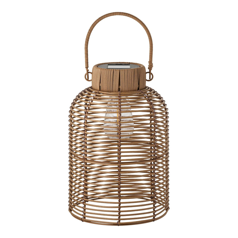 Lampe solaire en rotin marron ajouré avec anse – H30,5 cm
