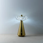 Lampe de table LED en laiton doré avec verre facetté, H24 cm