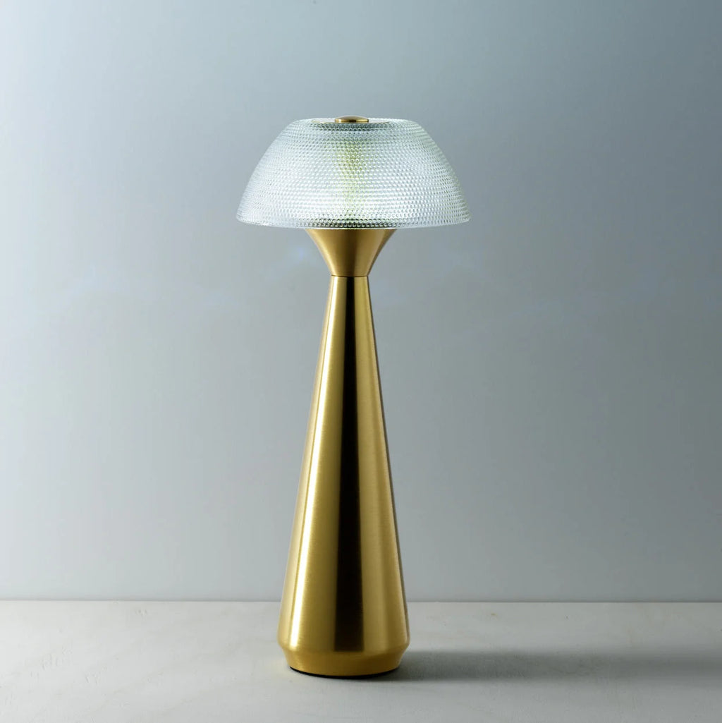 Lampe de table en métal doré à LED avec abat-jour texturé H28 cm