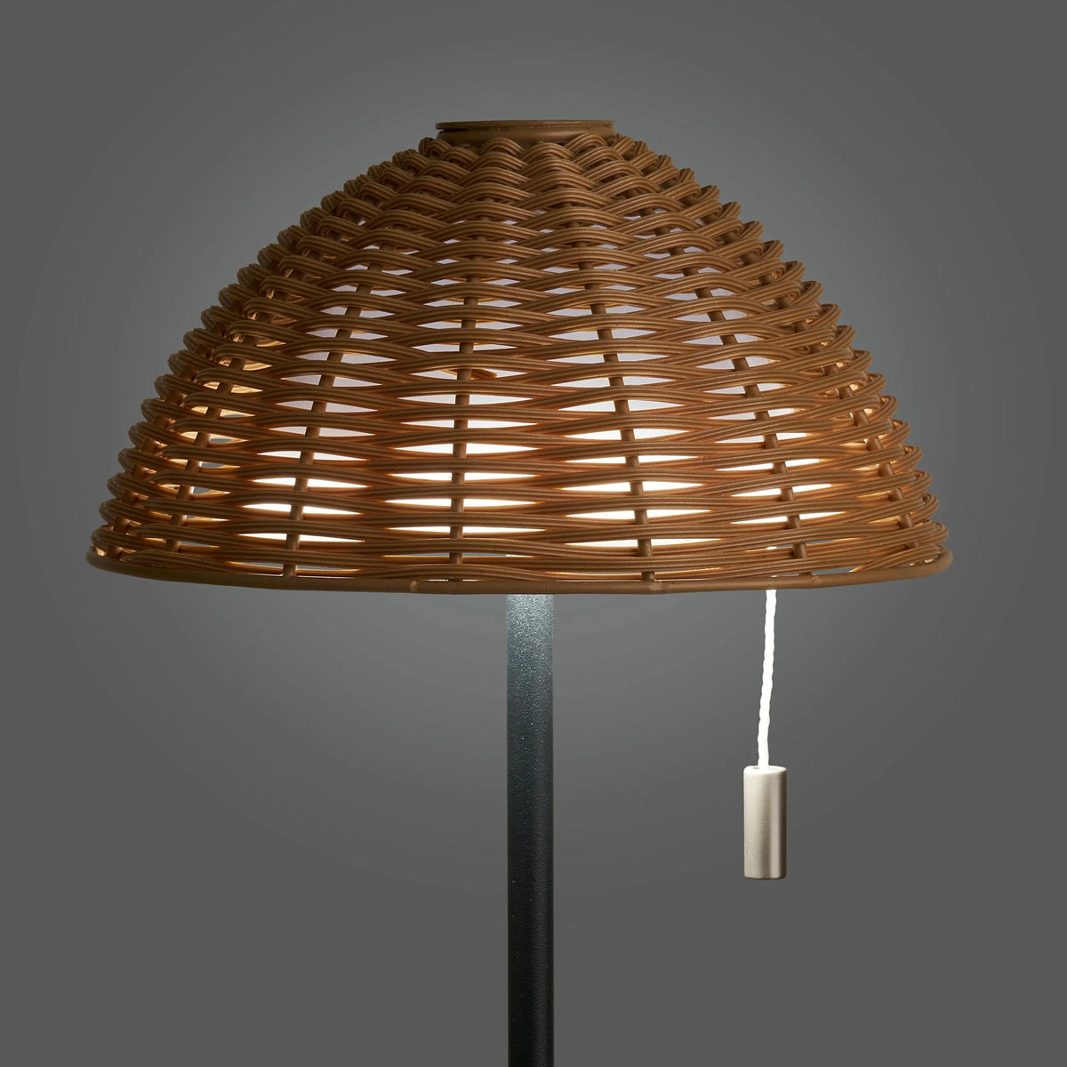 Abat-jour en rotin tressé naturel brun chaud, H32 cm