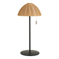 Abat-jour en rotin tressé naturel sur pied métal noir – H32 cm