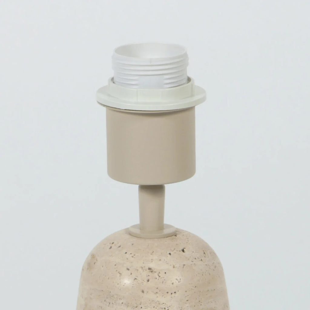 Base de lampe en travertin beige texturé, col cylindrique, H34 cm