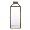 Lanterne en métal doré vieilli avec verre transparent, H35 cm