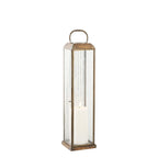 Lanterne en métal vieilli et verre strié avec anse, H49 cm