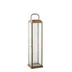 Lanterne en métal vieilli et verre strié avec anse – H49 cm