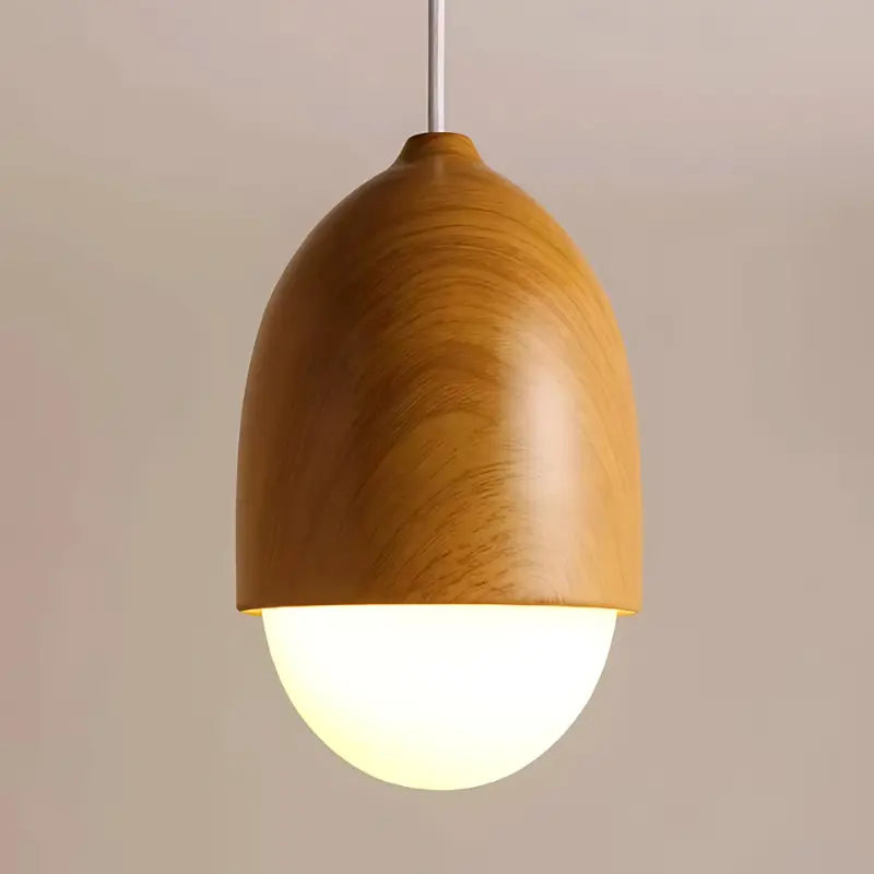 Luminaire suspension bois design oval 2