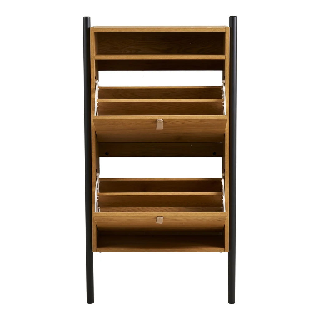 Meuble à chaussures en bois et métal noir avec niche, 62x26 cm