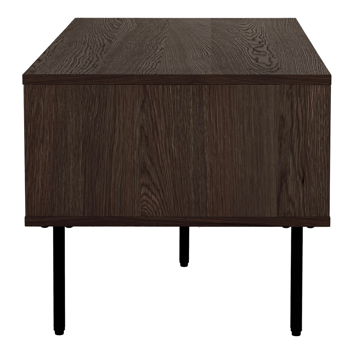Table basse en bois fumé sombre et métal noir, 100x50 cm