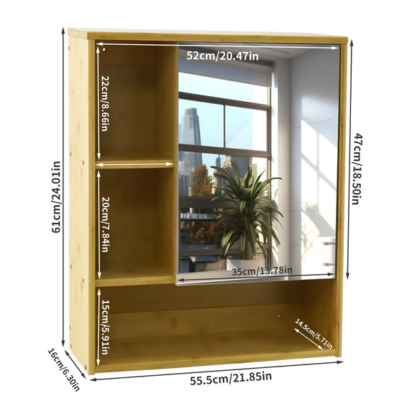 Dimensions du miroir bois étagère