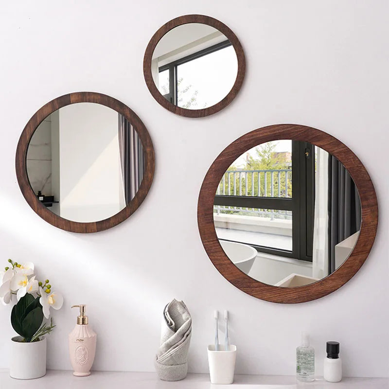 Miroir Bois Rond Salle De Bain en situation