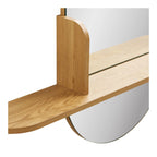 Étagère murale en bois clair avec miroir intégré, design courbé minimaliste 92x15 cm