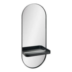Miroir mural noir en métal ovale avec étagère intégrée, 25x12 cm